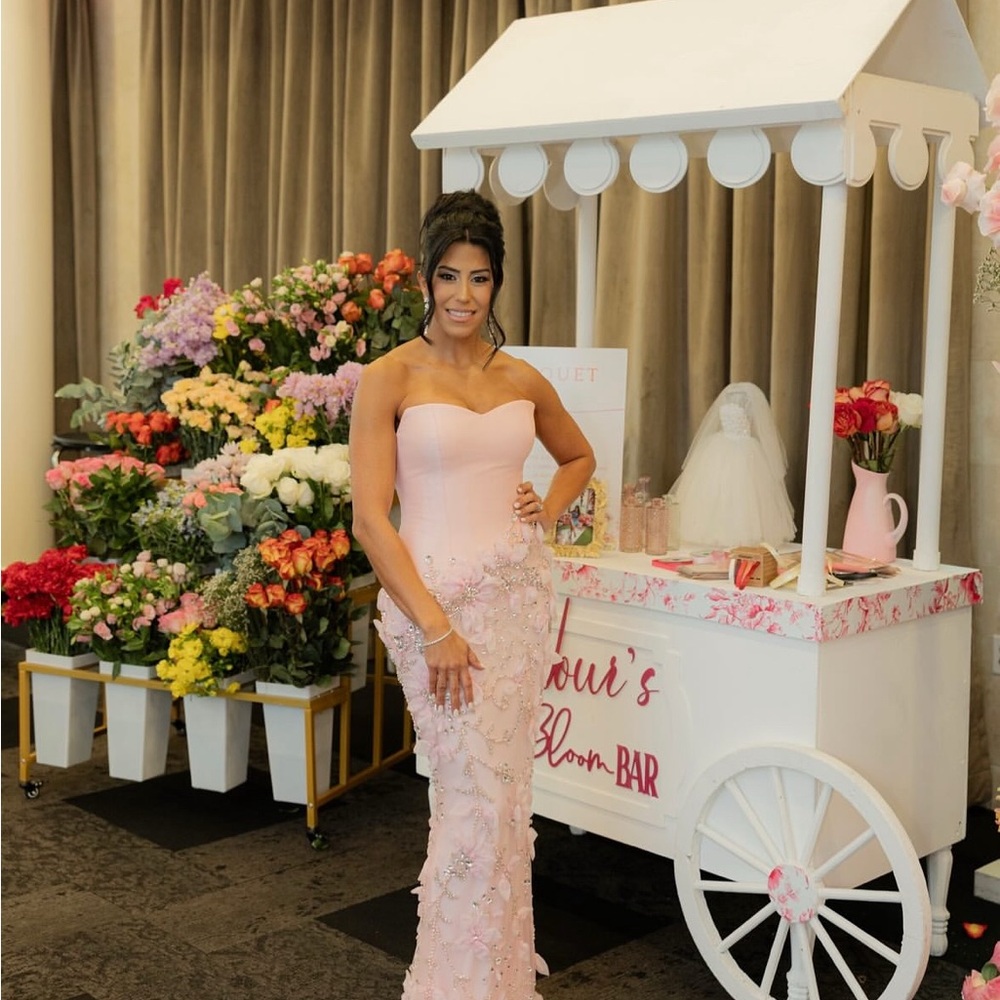 Vlora & Kaltrina Elegant Custom Pink Gown with Floral Details